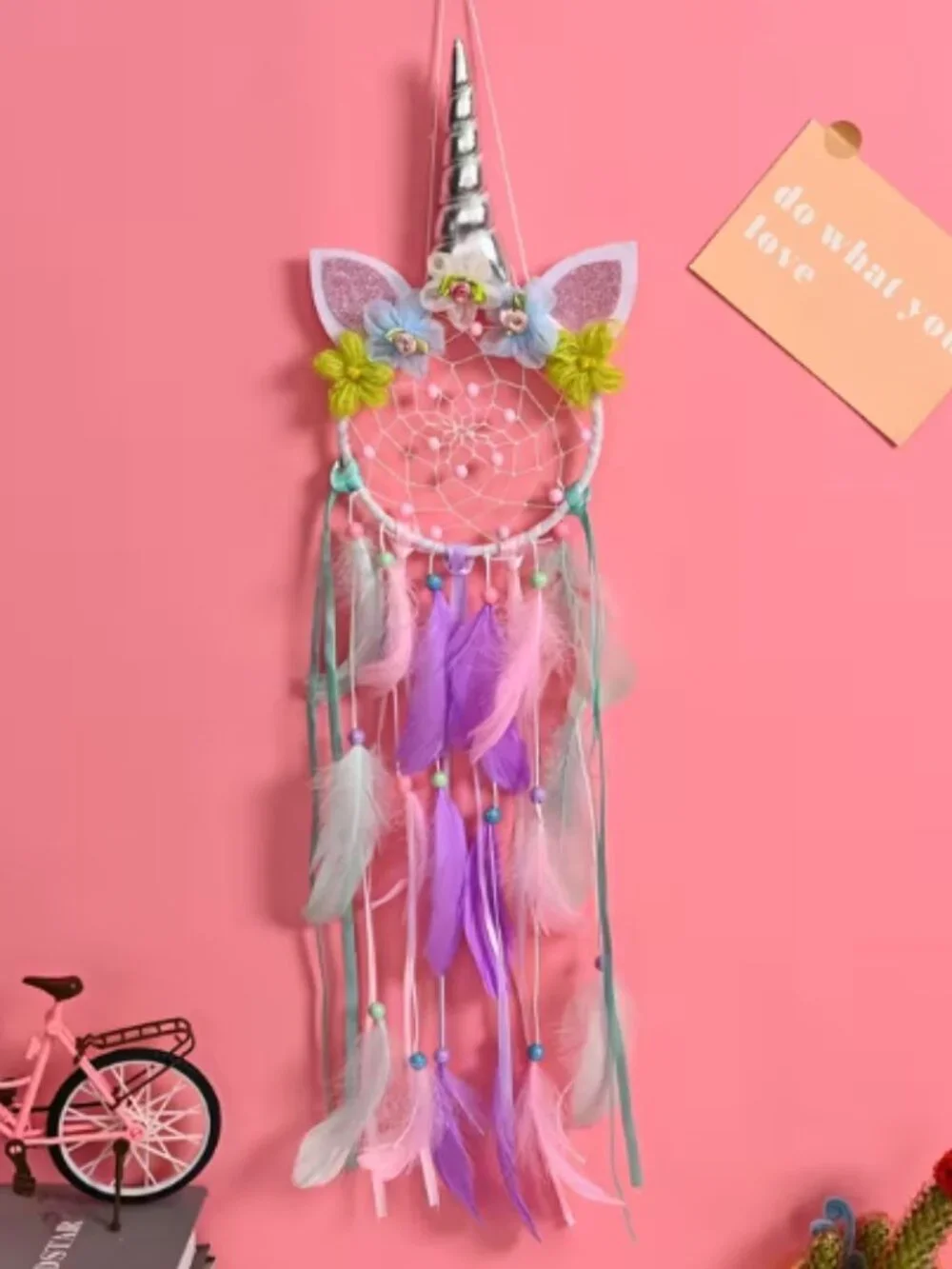 1PC Pastel Floral Glitter Unicorn Rainbow Dreamcatcher